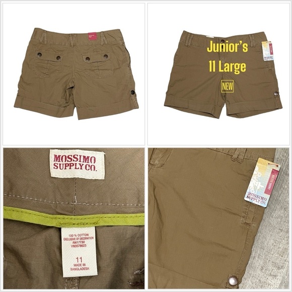 Junior’s Mossimo 11 Approx L Shorts Brown Khakis Chino Cotton Hiking Ripstop NWT - Picture 1 of 8